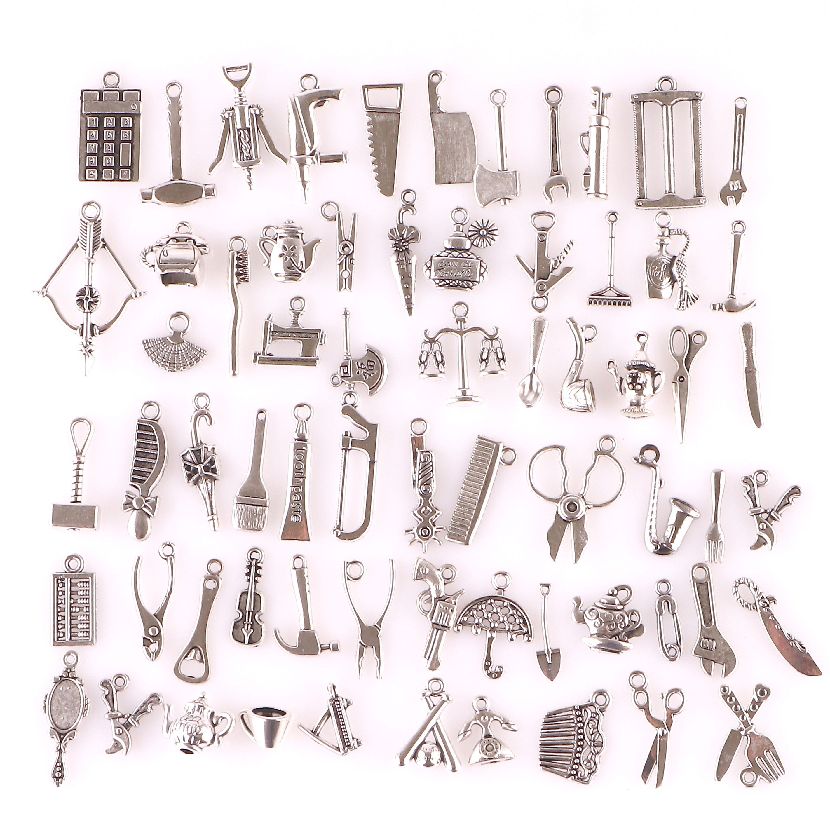 

23210 65PCS Mix Charms Vintage Antique Silver Mini Life Alloy life tool Pendant DIY Jewelry Making