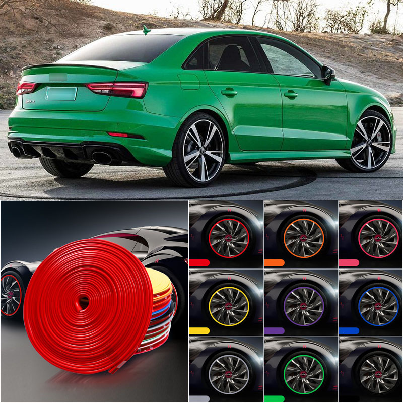 

8M Car Wheel Hub Rim Edge Protector Ring Tire Strip Guard Rubber Sticker Decals For audi RS3