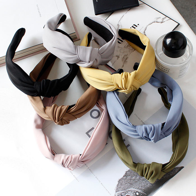 

New Women Bezel Korean Style Hairband Girls Casual Elegant Cloth Cross Solid Color Hair Accessories Headwear