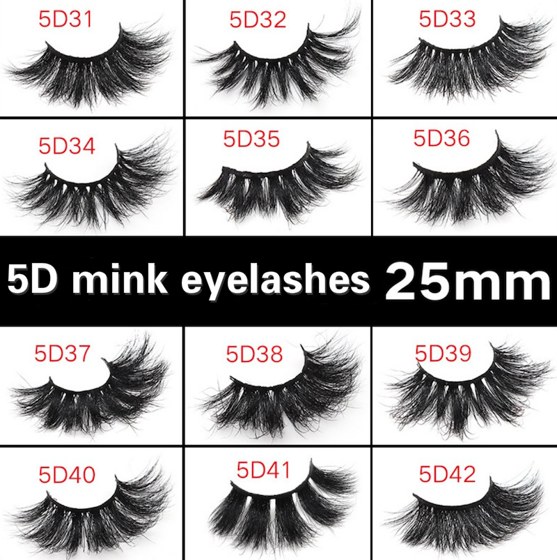 

25mm long 3D mink eyelashes 4D 6D 5D large mink eyelashes false eyelashes 10 sets