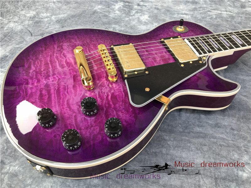 

China electric guitar quilted maple Purple guitar ABR-1 bridge gold hardware