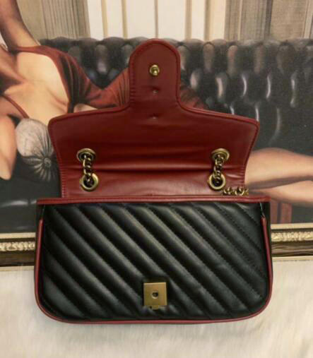 

2020 New G Marmont Shoulder Bags Women gold Chain Crossbody Bag Handbags New Designer Purse Female Message Bag 6096, Red