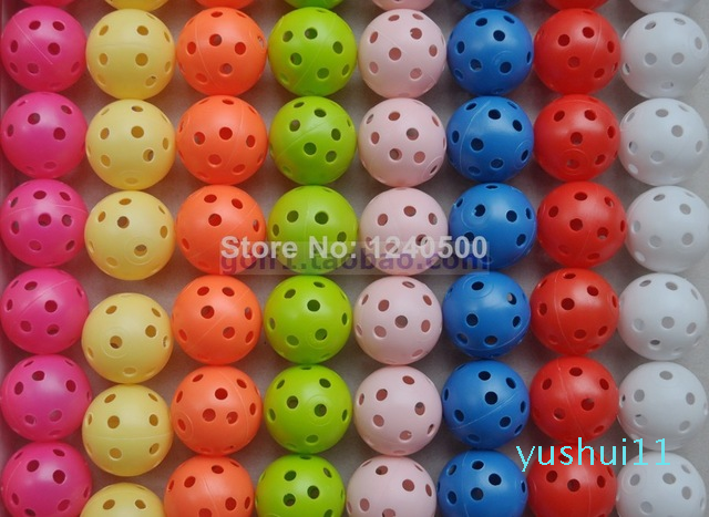 

Wholesale- Free Shipping New 80pcs 8 Colors Air Flow Golf Ball Practice Plastic Perforated