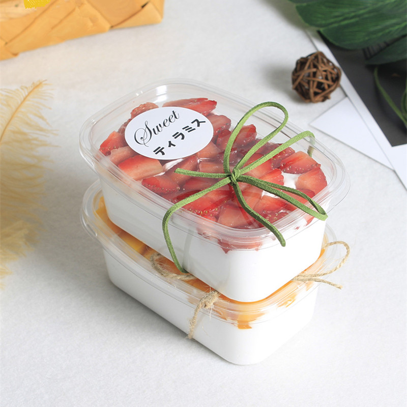 

50pcs Net red packaging box transparent PET plastic boxes 500ml large baking package ice cream fruit cake favor boxes gift