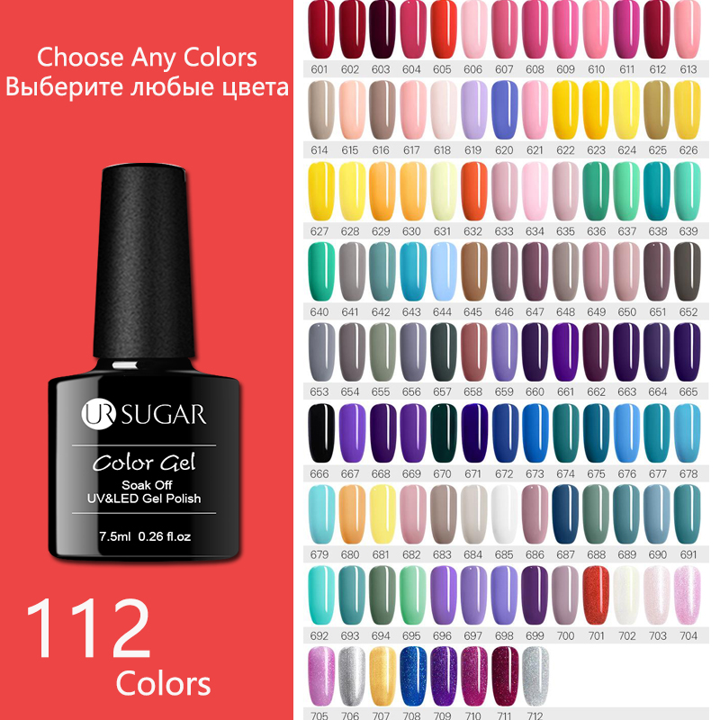 

UR SUGAR 16pcs Glitter UV Gel Nail Polish Set Color UV LED Nail Gel Varnish Semi Permanent Lacquer Soak Off Sequins