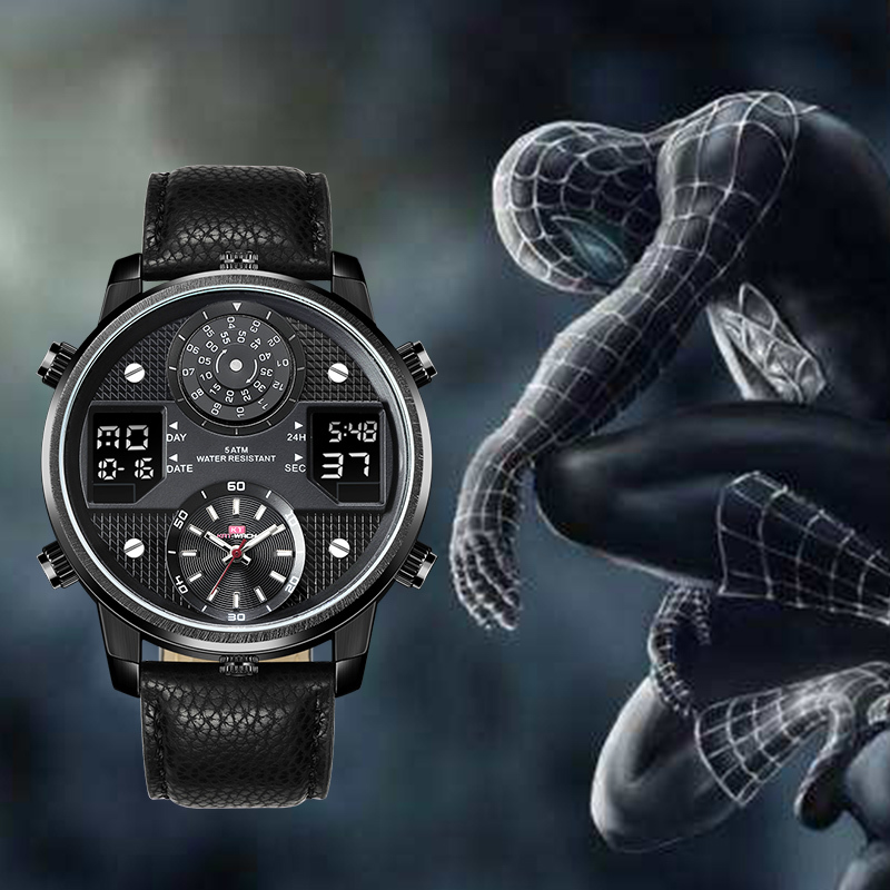 

KAT-WACH Men's Business Watches Chronograph Analogue Quartz Watch Men Date Luminous Waterproof Leather Strap Fashion Wristwatch LY191213, Kt720black