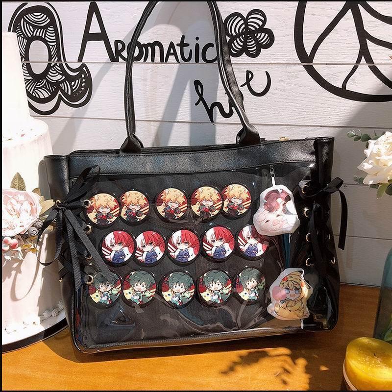 Girl/'s Transparent Shoulder Bag Lolita Lace Bow Handbags Itabag Cosplay Fashion