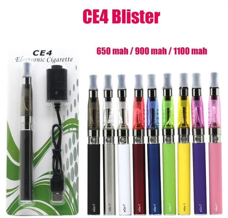 

eGo CE4 Blister Stater Kits eGo-T Battery 650mah 900mAh 1100 mAh eGo Kits E Cigarette Kits Colorful CE4 atomizer tank, Multi