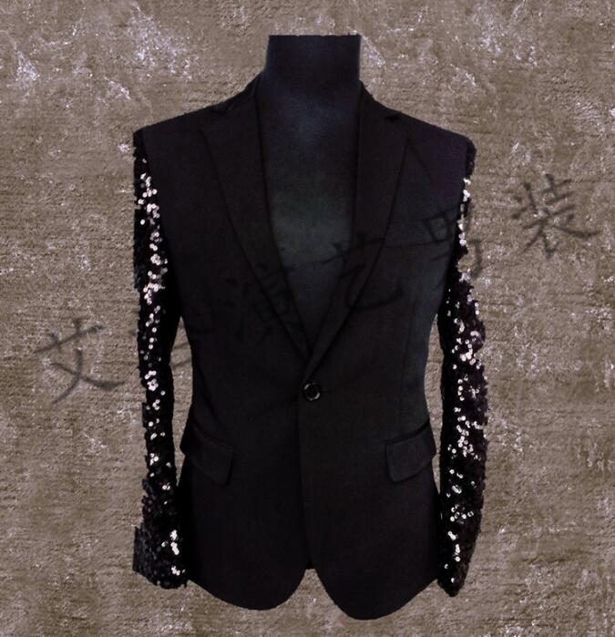 

men suits designs homme terno stage costumes for singers men sequin blazer dance clothes jacket style dress punk rock black