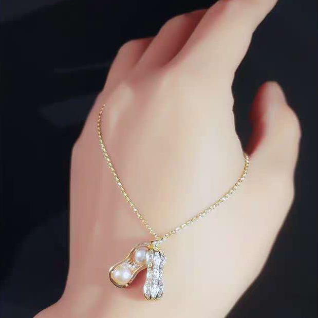 

Light style peanut silver necklace titanium steel pearl Chinese style chain