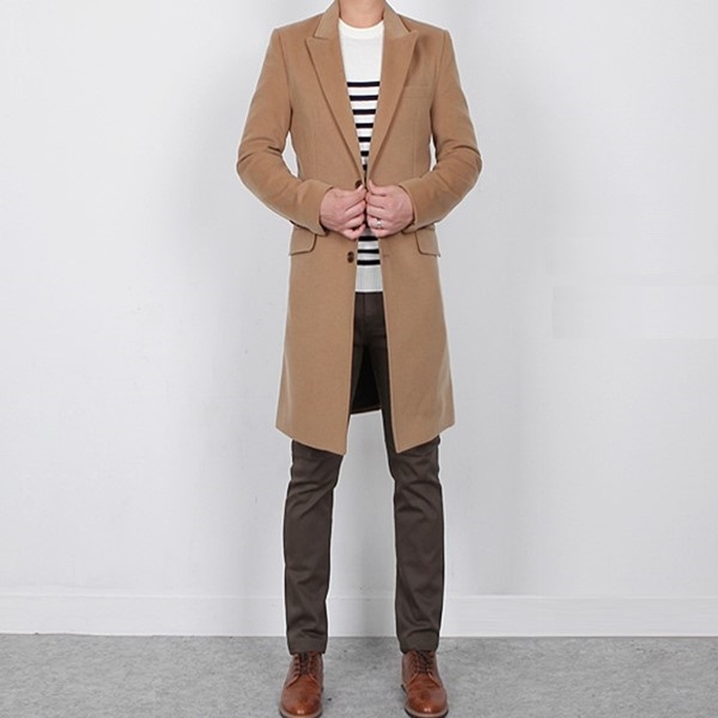 

ZOGAA Winter Fashion Men' Windbreaker Business Coats Casual Men Autumn Jackets Solid Coats Outwear 4 Colors Wool Overcoats, Black