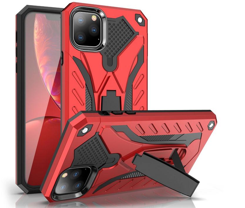 

Heave Duty Armor Hybrid Case TPU PC Protective Phone Cover Kickstand for iPhone 12 Mini 11 Pro Max, Black