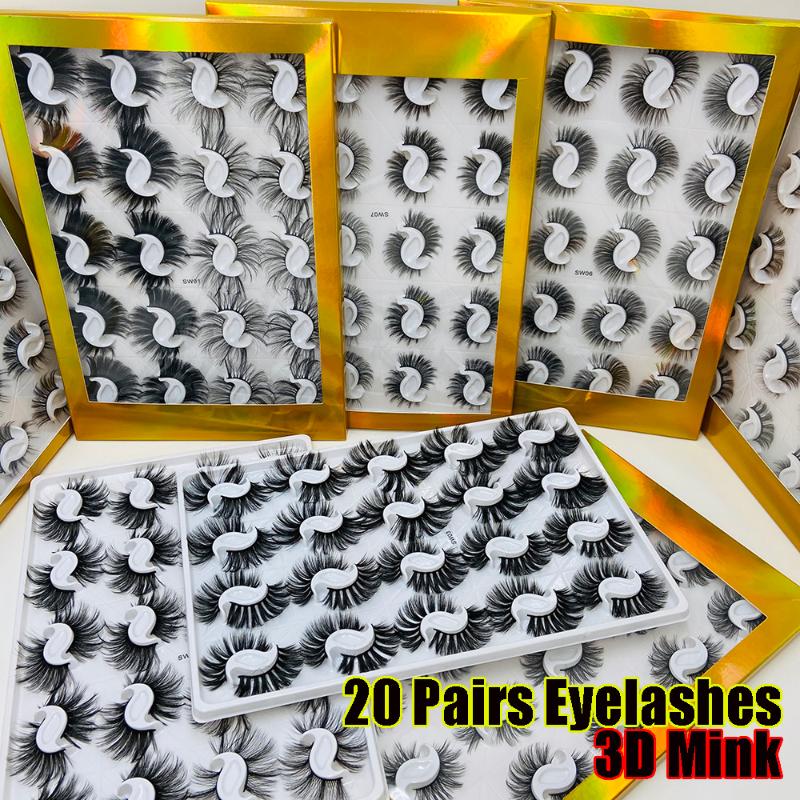 20 paires Faux Cils naturel Faux cils long Maquillage 3D Vison Cils Cils Extension Mink For Beauty 15 ~ 22mm