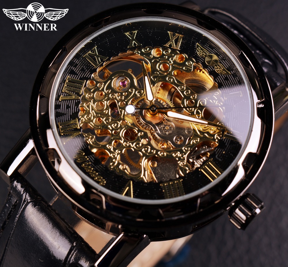 

Transparent Gold Watch Men Watches Top Brand Luxury Relogio Male Clock Men Casual Watch Montre Homme Mechanical Skeleton Watch+Watch Box