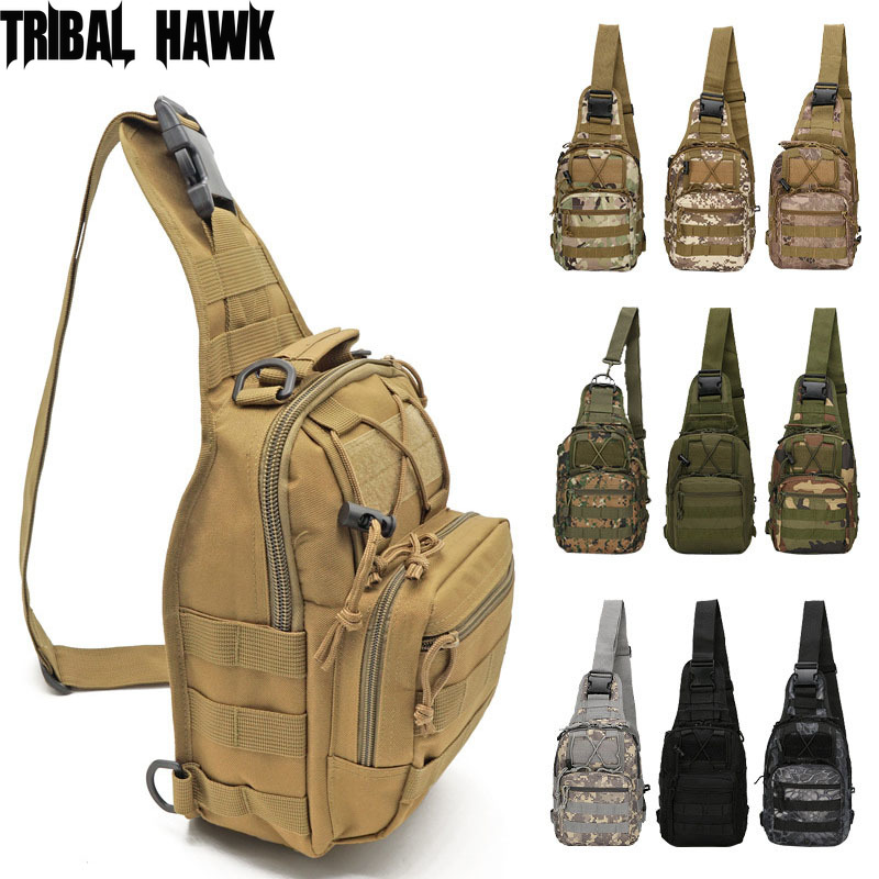 

Outdoor Shoulder Bag Sport Hiking Camping Backpack Molle Sling Shoulder Chest Tactical Hunting Daypack Fishing Backpack, Black bag