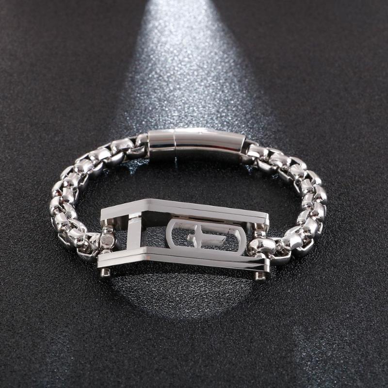 

316L Stainless Steel Chained Floating God Praying Cross Bracelets Thick Chain Locomotive Bracelet Men Best Friends Gifts For Him