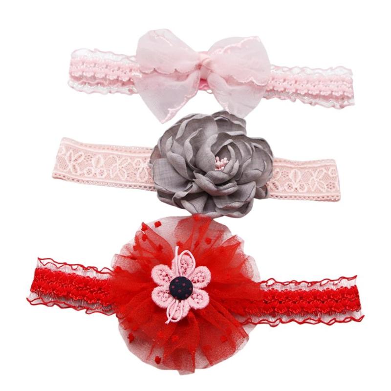 

Baby Girls Elastic Flower Bow knot Hairband Toddler Accessories Set Photography Props 2pcs Headwesr Set, A1