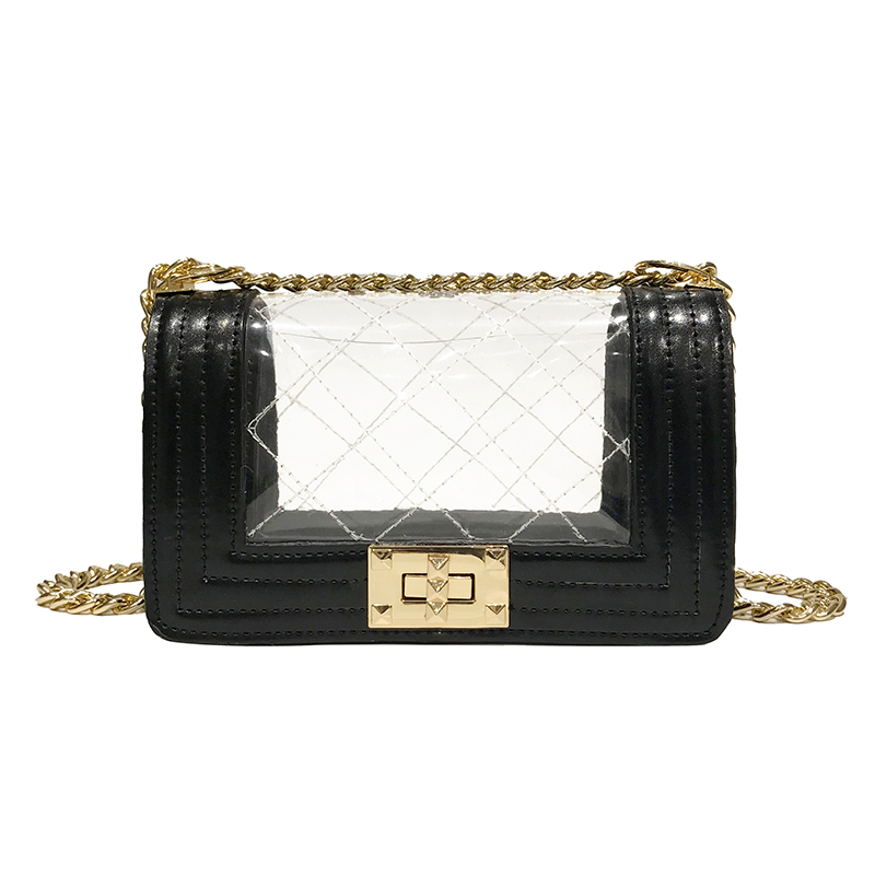

Designer Cross Body Bag Transparent Bag Handbags Fashion Clear Diamond Lattice Plain Women Thread Chain Messenger Coin Purse Free Shipping