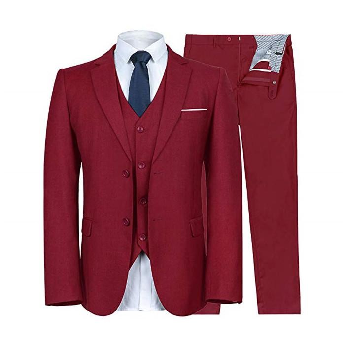 

Classic Notch Lapel Wedding Tuxedos Slim Fit Suits For Men Groomsmen Suit Three Pieces Cheap Prom Formal Suits (Jacket+Pants+Vest+Tie) 575, Same as image