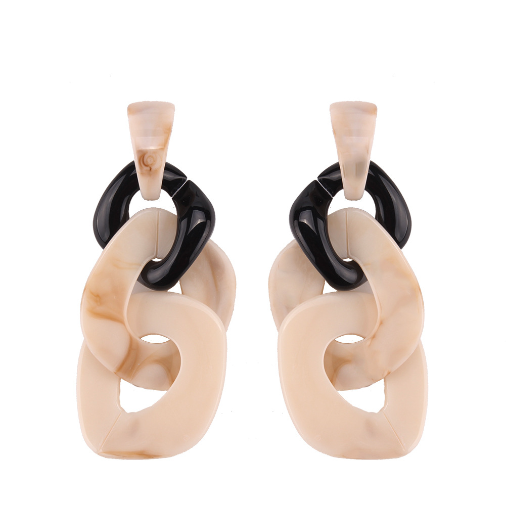 

fashion luxury designer exaggerated Leopard pattern resin twisted multi geometry circles stud earrings for women 9 colors