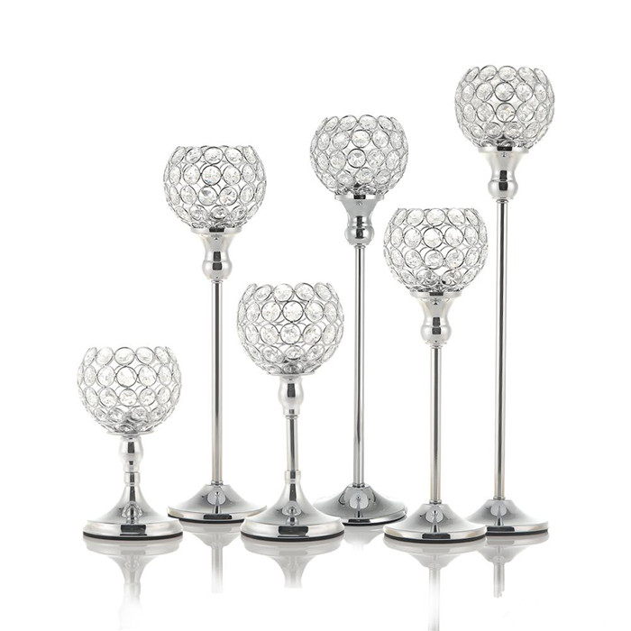 

New Crystal Candle Holders Metal Candlestick Glass Stand for Wedding Dining Table Centerpieces Holiday Home Decoration Gift