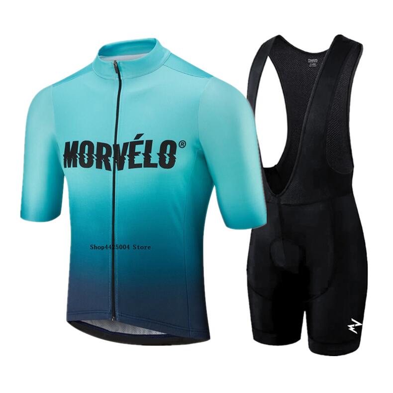 

2019 Pro team morvelo cycling jersey set mens bicycle maillot MTB Racing ropa Ciclismo summer quick dry bike cloth GEL pad, As picture
