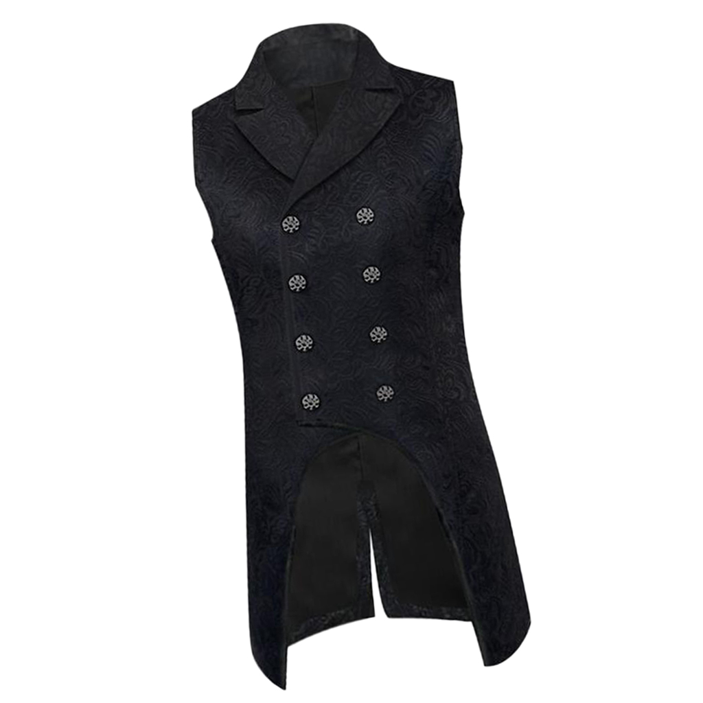 

Mens Gothic Steampunk Double Breasted Vest Brocade Waistcoat