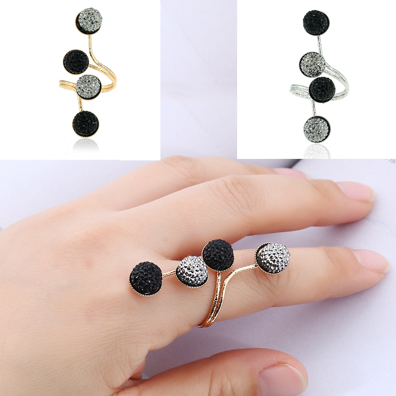 

2-color simple retro ring resin diamond stones alloy Doudou knuckle finger rings jewelry wholesale
