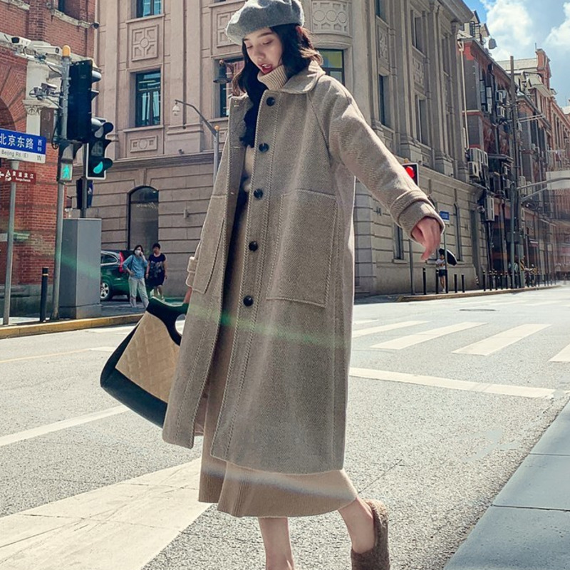 

2020 Winter Loose long Coat women Temperamental Elegant Overknee manteau femme hiver casaco feminino jas Overcoat, Picture color