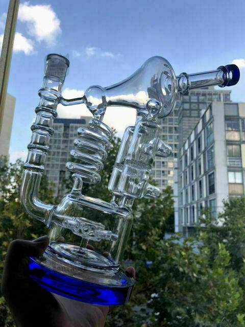 

14 inches Jumbo Bong Recycler Glass Pipe Mobius Matrix Bubbler klein Beaker Bongs