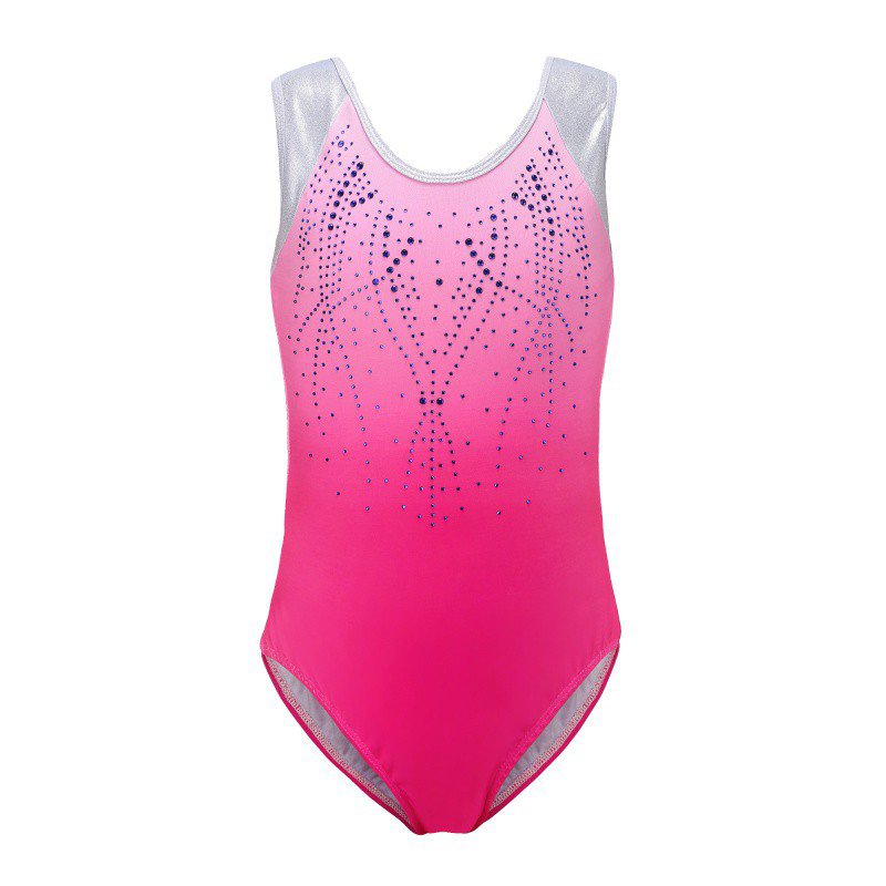 

Diamond Bright Pattern Body Suit Sleeveless Ballet Gymnastics Gradient Color Dance Practice Clothes, Blue