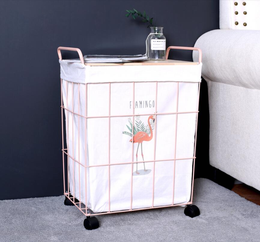 Dirty clothes Storage Baskets household cloth iron laundry with cover large toy basket-image-516183254