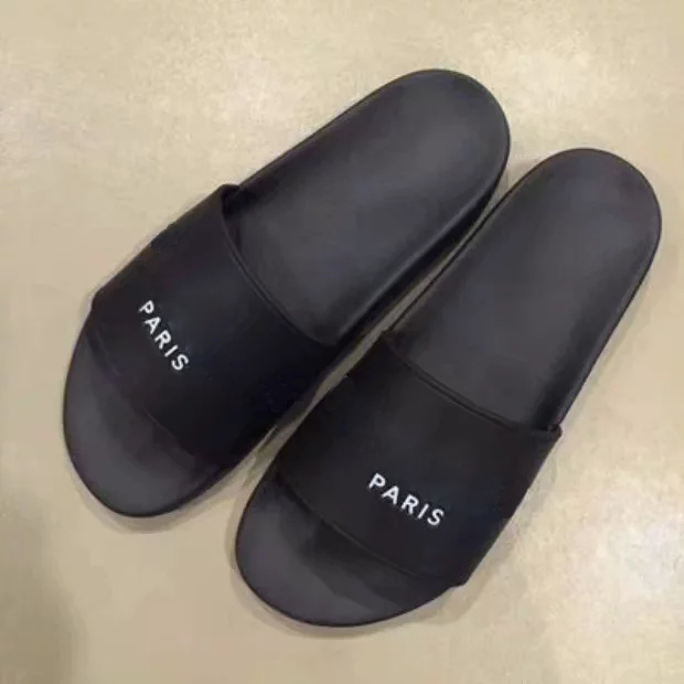 

Hot Sale-High Quality slippers Designer Mens Womens Summer Rubber Sandals Beach Slide Fashion Scuffs Slippers, Black