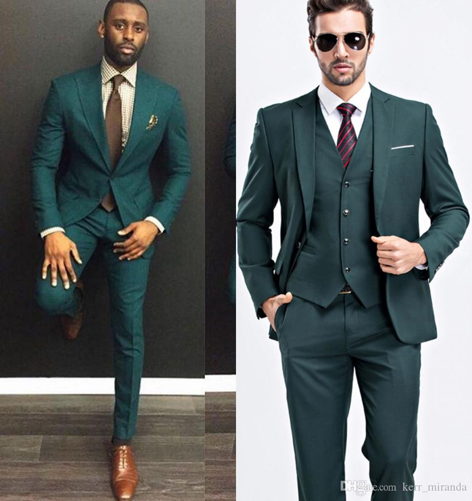 

Green Custom Made Slim Fit Mens Business Suit Jacket + Pants + Vest Handsome Men's Suits Spring 2020 Hot Sell Groom Wedding Suits, Gray