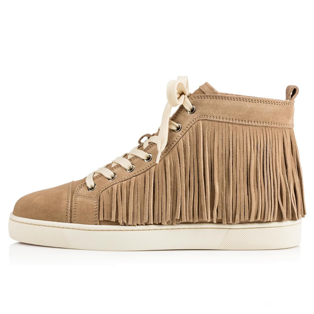 

[With Box]Luxury Men/Women Red Bottom Coachelito Flat High Top Sneaker Shoes With Tassel Outdoor Casual Party/Dress/Wedding 35-46, Colour 1