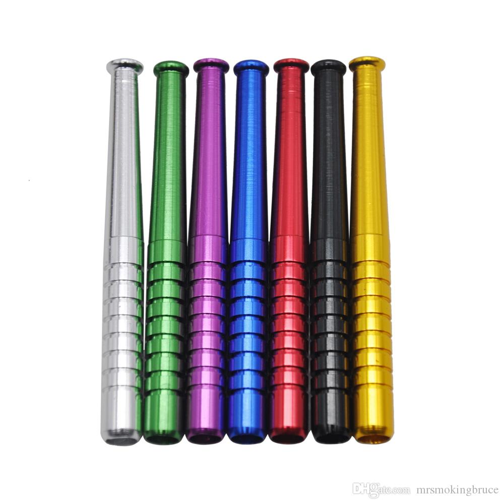 

Fashion 5x Small Metal Smoking Pipes 78 MM Long Baseball Bat Shape Straight Type Metal Pipes Smoking One Hitter Wholesale
