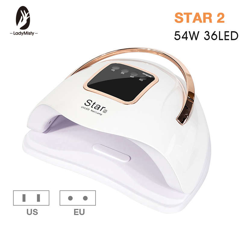 

54W STAR 2 Portable Nail Dryer LCD Display 36 LED Dryer Nail Lamp UV LED Lamp for Curing Gel Polish Auto Sensing Lamp For Nails LY191228