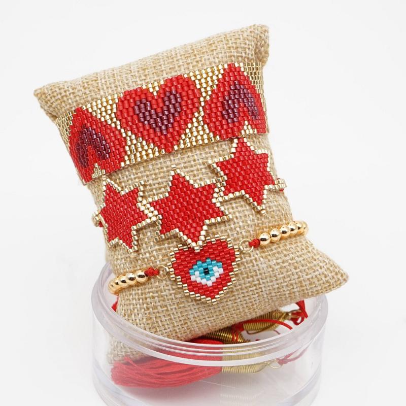 

Charm bracelets for women punk new womens jewelry handmade evil eye bracelet MIYUKI red heart star bracelet women accessories