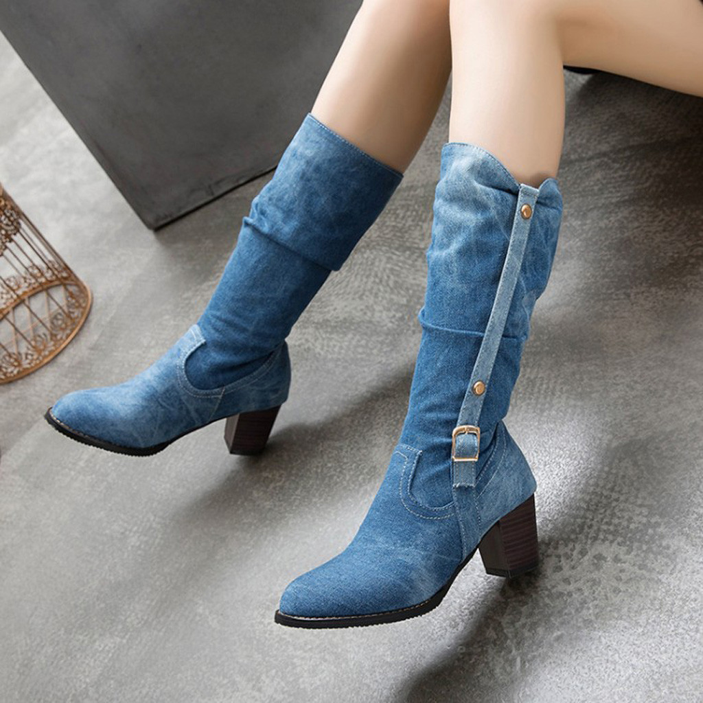 blue denim boots ladies