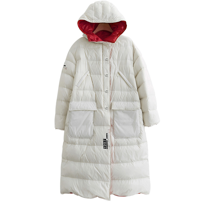 

New 2020 Winter Thickening Overknee Long Bread Down Jackets Woman White Duck, Gray