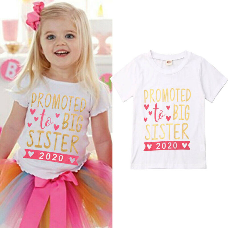 Brand New Kid Baby Girls Toddler 2020 To be Big Sister Short Sleeve T-shirt Clothes Top Cotton Clothes Princess Girls Tee-image-508679565