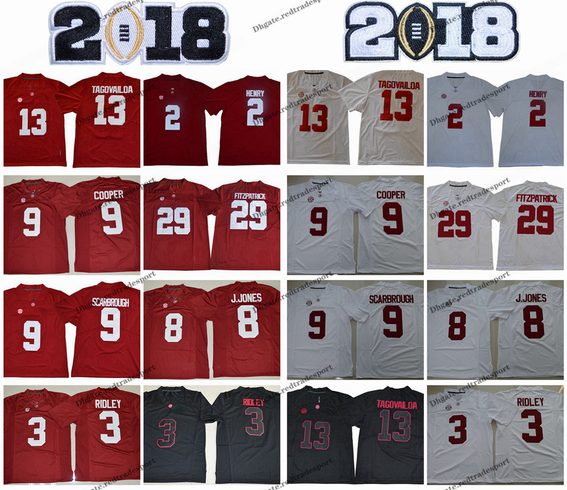 

2018 Alabama Crimson Tide 13 Tua Tagovailoa 2 Henry 29 Minkah Fitzpatrick 9 Bo Scarbrough Cooper 3 Ridley 8 Jones College Football Jersey, Black 13