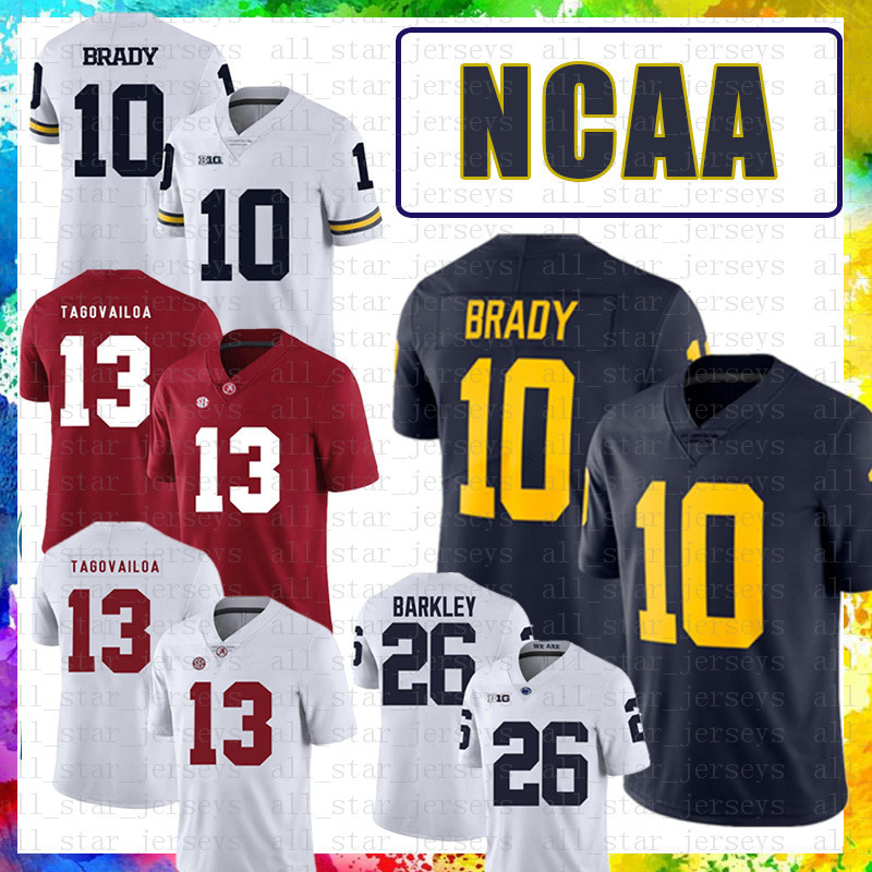 

Alabama Crimson Tide American football Jersey 13 Tua Tagovailoa Michigan Wolverines 10 Tom Brady Penn State Nittany Lion rre Saquon Barkley, Ncaa (yeshu)