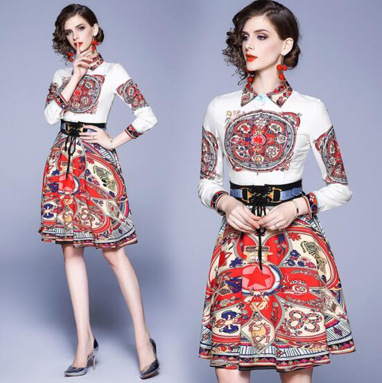 

New Fashion All-match Slim-fit Printing A-line Skirt, As the picture