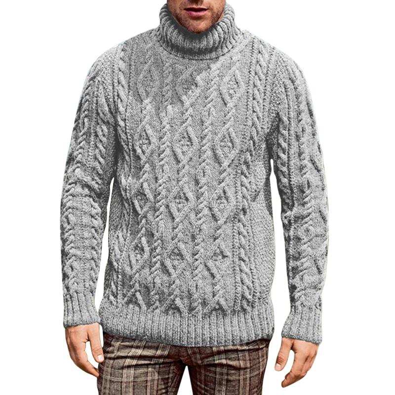 

Men New Sweater Solid Color Long Sleeve Turleneck Winter Knitted Blouse Casual Plus Size Knitwear Pullover 4 Color, Color 1