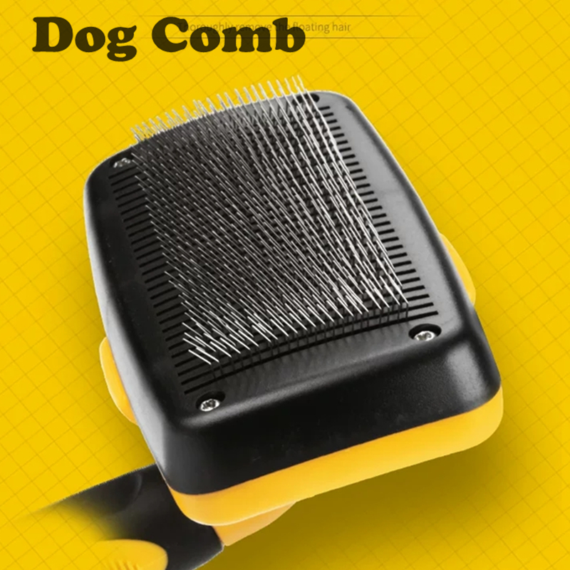 

English Package Hair Brush for Dogs Grooming Pet Brush Push Type Telescopic Needle Comb Automatic Hair Brush Remover Dog Cat Combs, Picture color