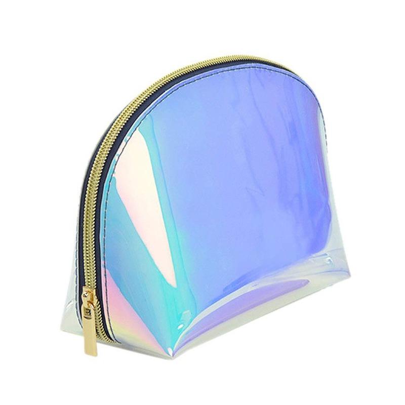 

2020 new ladies cosmetic bag Korean fashion semi-circular jelly cosmetic bag Symphony storage women, Magic color
