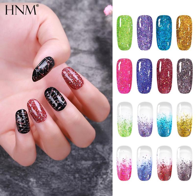 

HNM Laser Shimmer Gel Nail Polish 8ML Bling Glitter UV LED Gel Enamel Lacquer Soak Off Long Lasting Holographic Lacquer Varnish, 9207