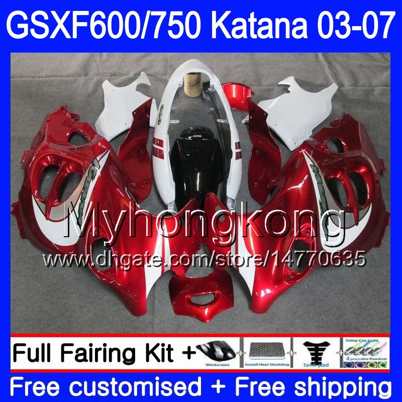 

GSXF-600 For SUZUKI KATANA GSXF 750 600 GSXF600 03 04 05 06 07 293HM.67 GSX 750F dark red white hot GSXF750 2003 2004 2005 2006 2007 Fairing, No. 1