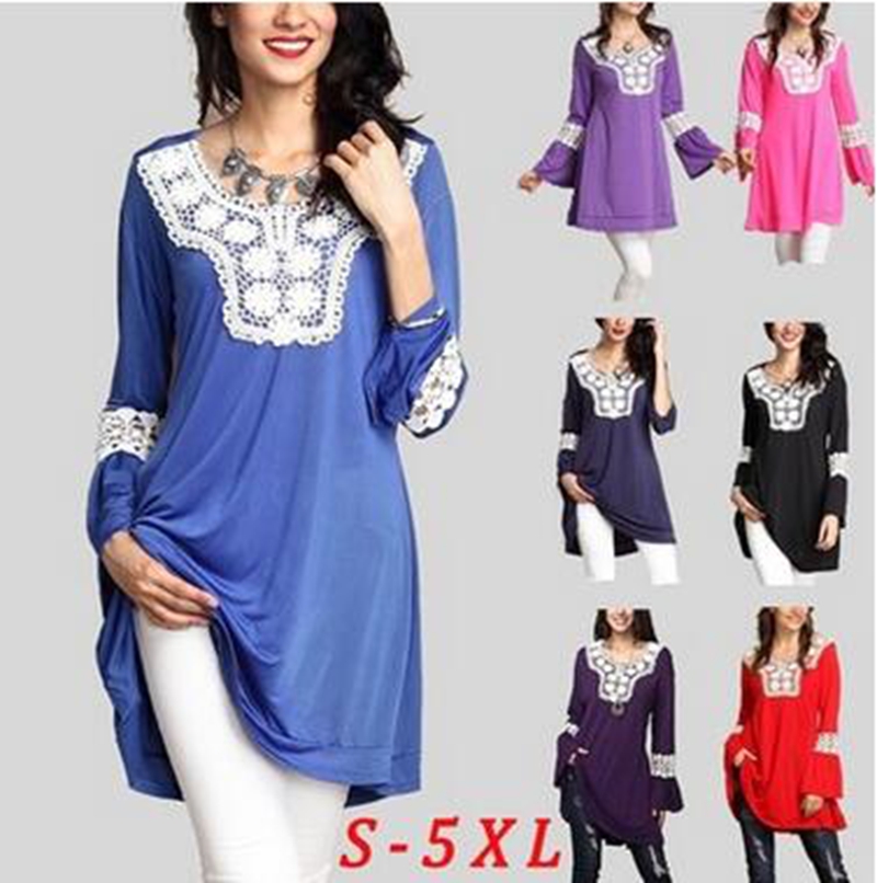 

Wholesale fashion women's long-sleeved lace T-shirt shirt, Black